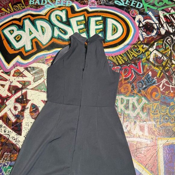 Minimalist Gray Blue High-Neck Jumpsuit - Wide-Leg, Size Large, Zip Closure - Picture 9 of 11